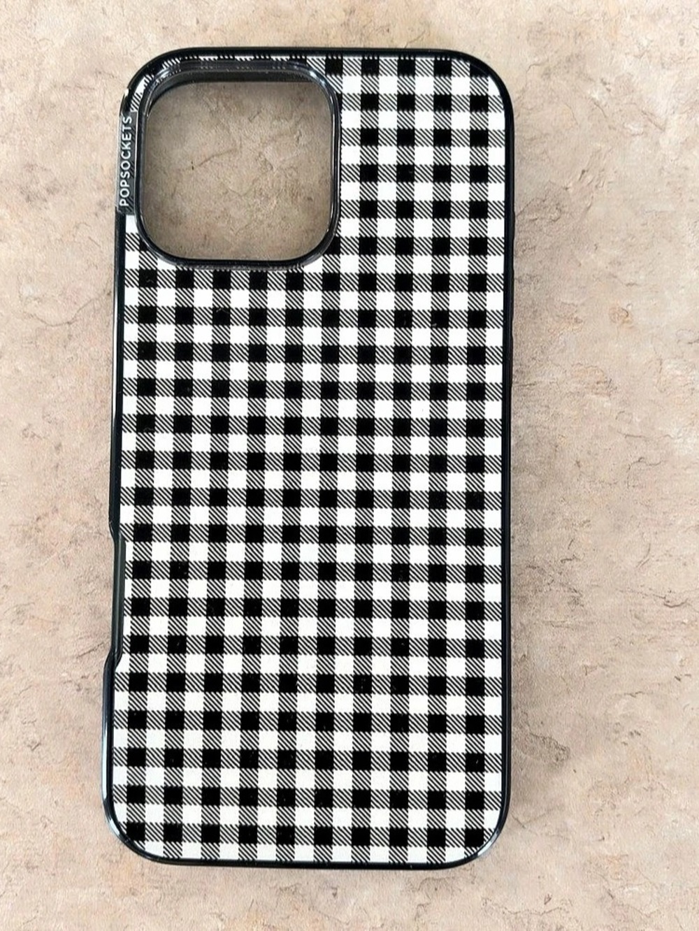 POPSOCKETS MagSafe iPhone Case Black White Gingham — iPhone 16 Pro Max